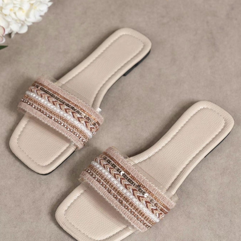 Elegant Beige Slide Sandals